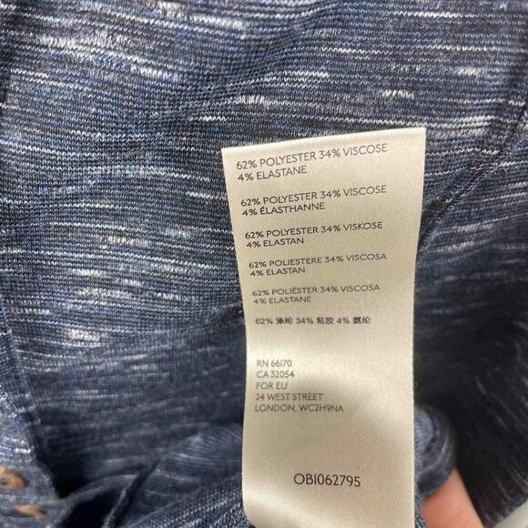 Free People Lettuce Hem Ruffle Blue Henley Style Marled Shirt‎ Size Small - Picture 7 of 8